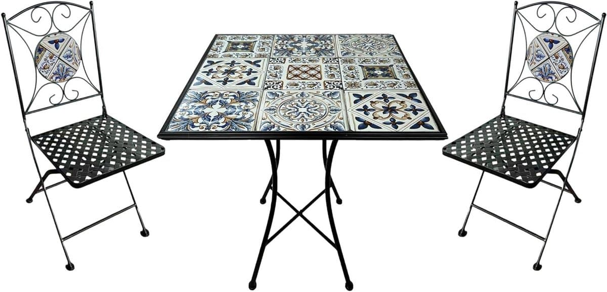 mozaïek bistroset tafel met stoelen buiten genieten
