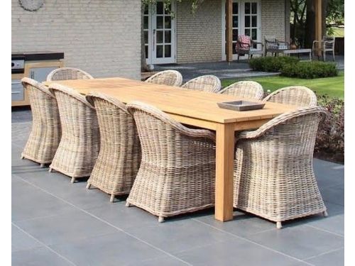 Old Java dining tuinset 320x110xH77,5 cm 11 delig teak rotan