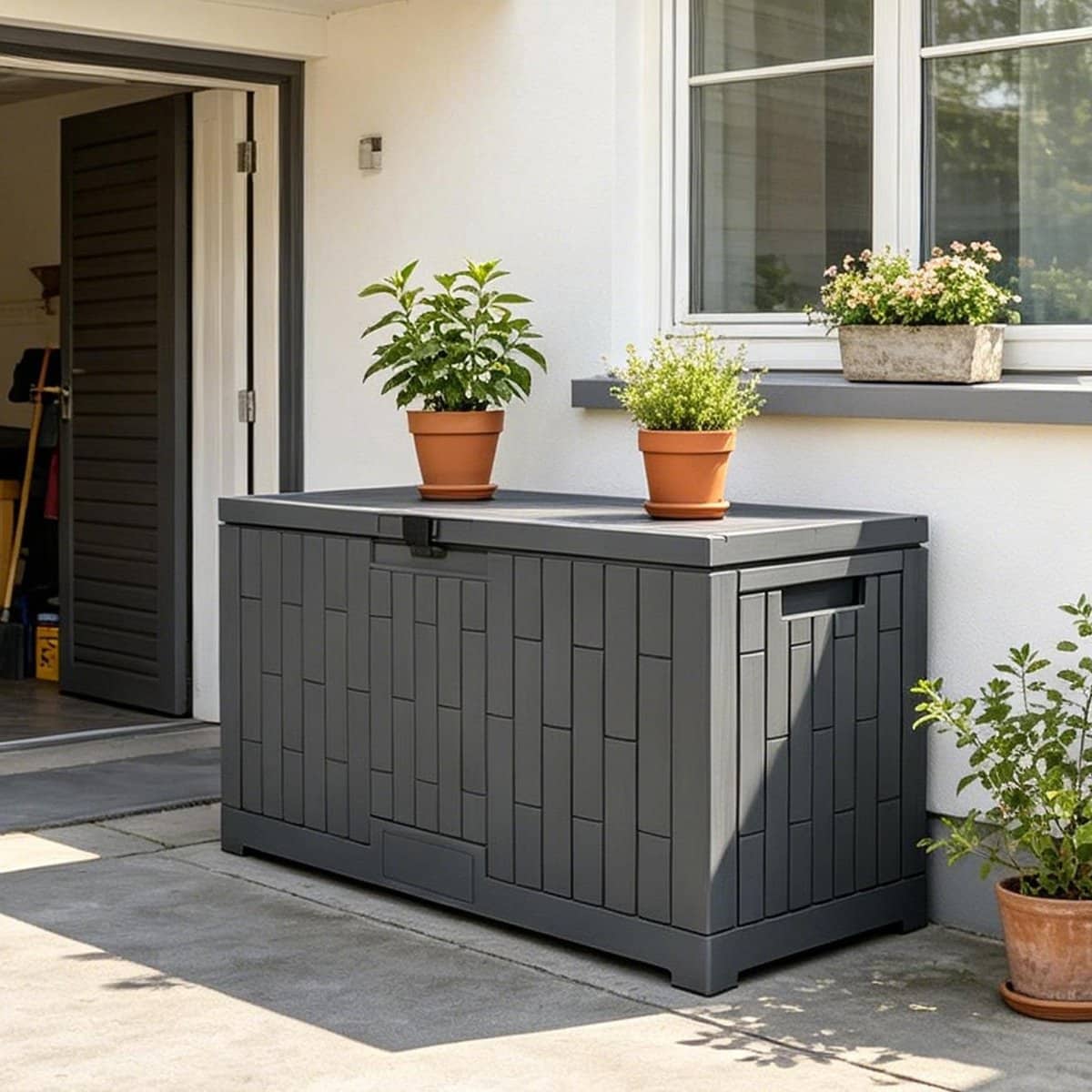 opbergbox terras buitenbox waterdicht tuinspullen opbergen versterkt