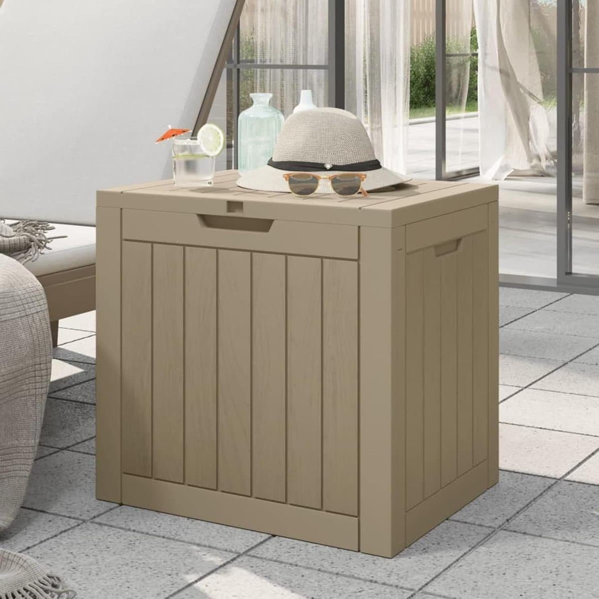 opbergdoos tuin buitenbox kist spullen opbergen imitatie