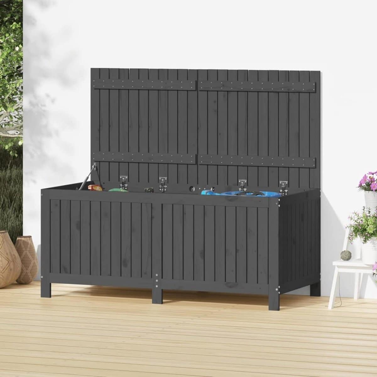 opbergdoos tuin kist balkon spullen opbergen hydraulisch