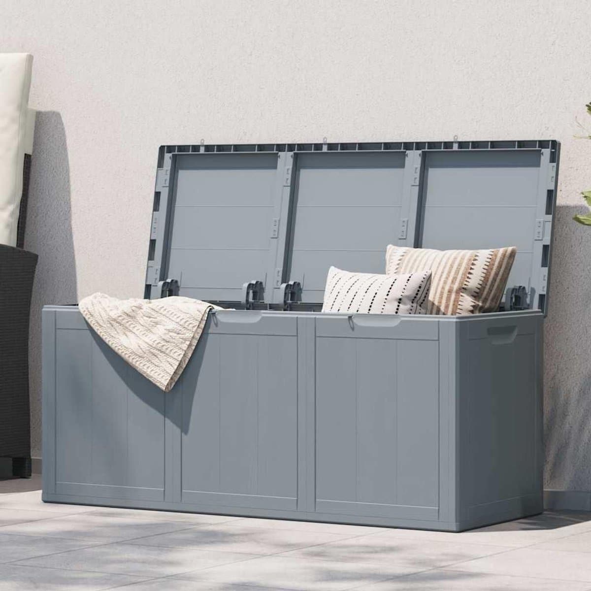 opbergdoos tuin kussenbox buiten tuinspullen opbergen weerbestendig
