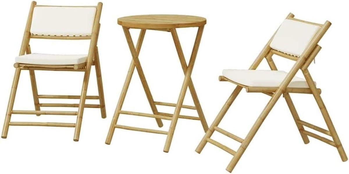 opvouwbare bistroset bamboe tafel stoelen ontspannen buiten zitten