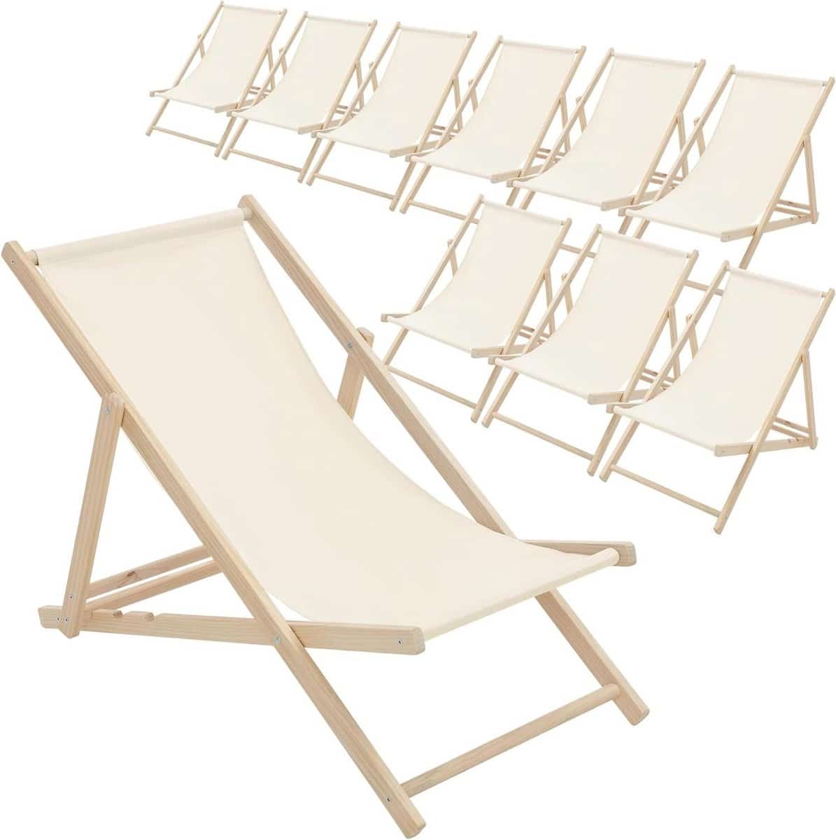 opvouwbare strandstoelen houten ligbedden ontspannen buiten verstelbaar