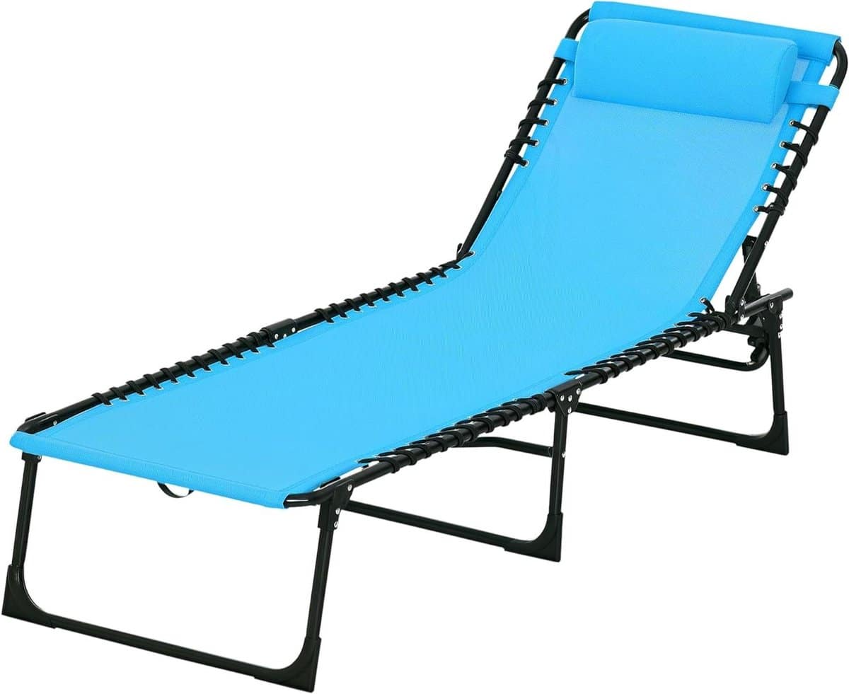 opvouwbare tuinligstoel strandstoel lounger ontspannen buiten 4 voudig