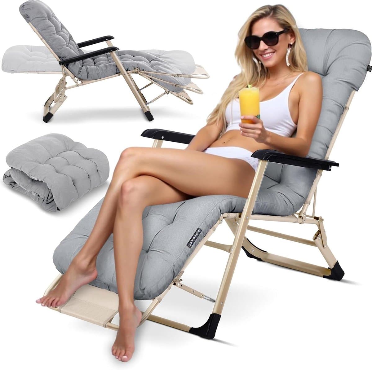 opvouwbare tuinligstoel strandstoel lounger ontspannen buiten verstelbare