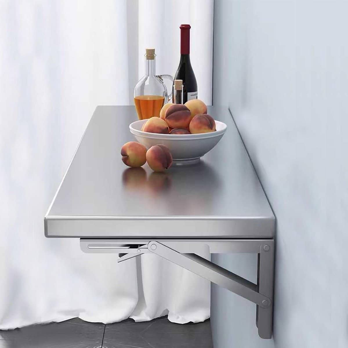 opvouwbare wandtafel klaptafel rvs ruimte besparen stevig