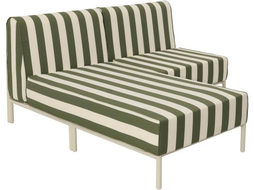 Oviala - Modulaire lage gestreepte tuinset voor 2 personen Khakigroen