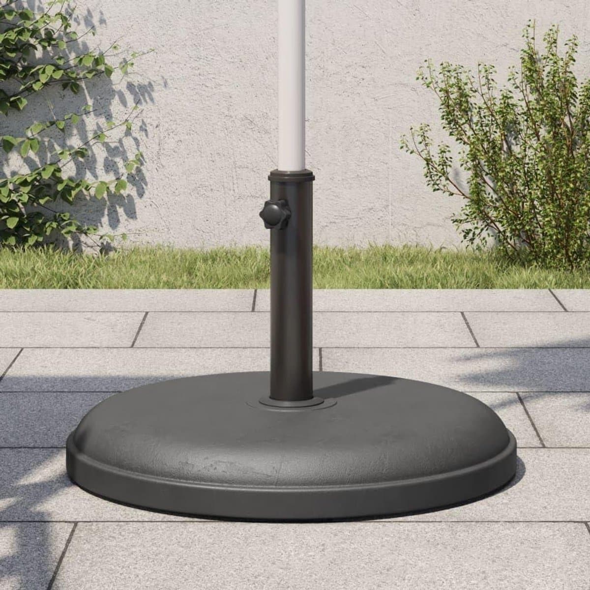 parasolstandaard rond parasolvoet buiten terras zonwering beton