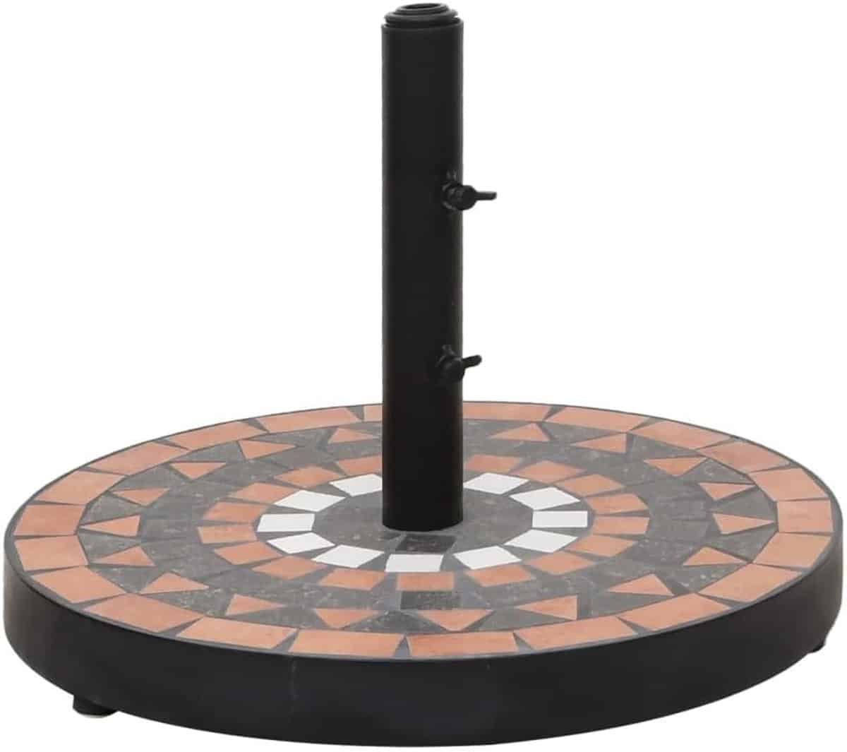 parasolvoet rond terracotta wit buiten zitten keramische