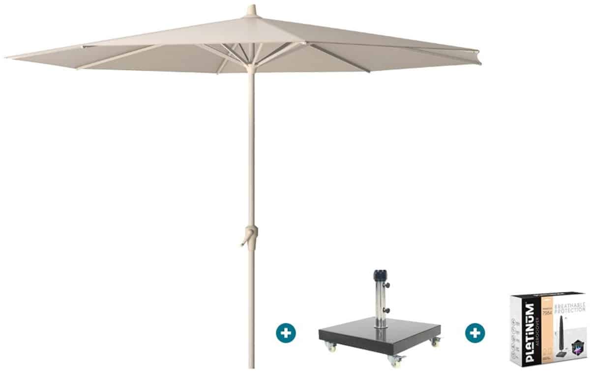 platinum riva stokparasol 3 m. rond sandstone met granada