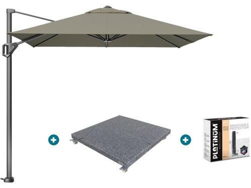 Platinum Voyager zweefparasol T1 2.5x2.5 m. - Taupe met voet