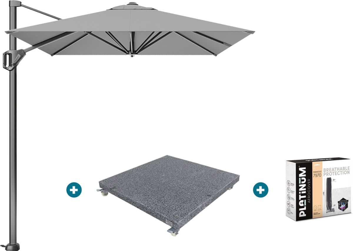 platinum voyager zweefparasol t1 3×2 m. light grey met