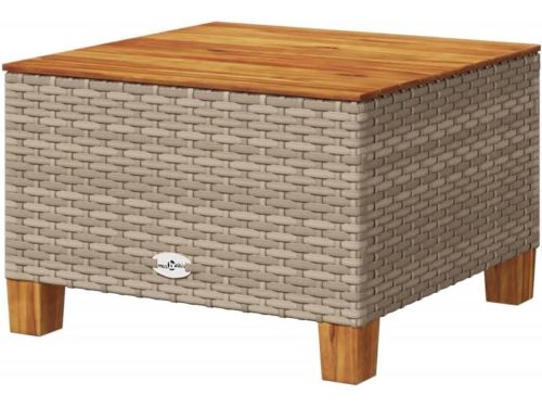 Polyrotan tuintafel - Modulaire bijzettafel - Buiten genieten - Acaciahouten