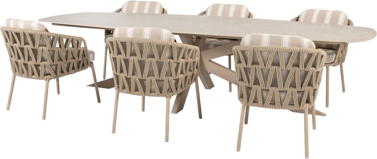 prado beverly dining tuinset 240x105xh75 cm 7 delig keramiek latte