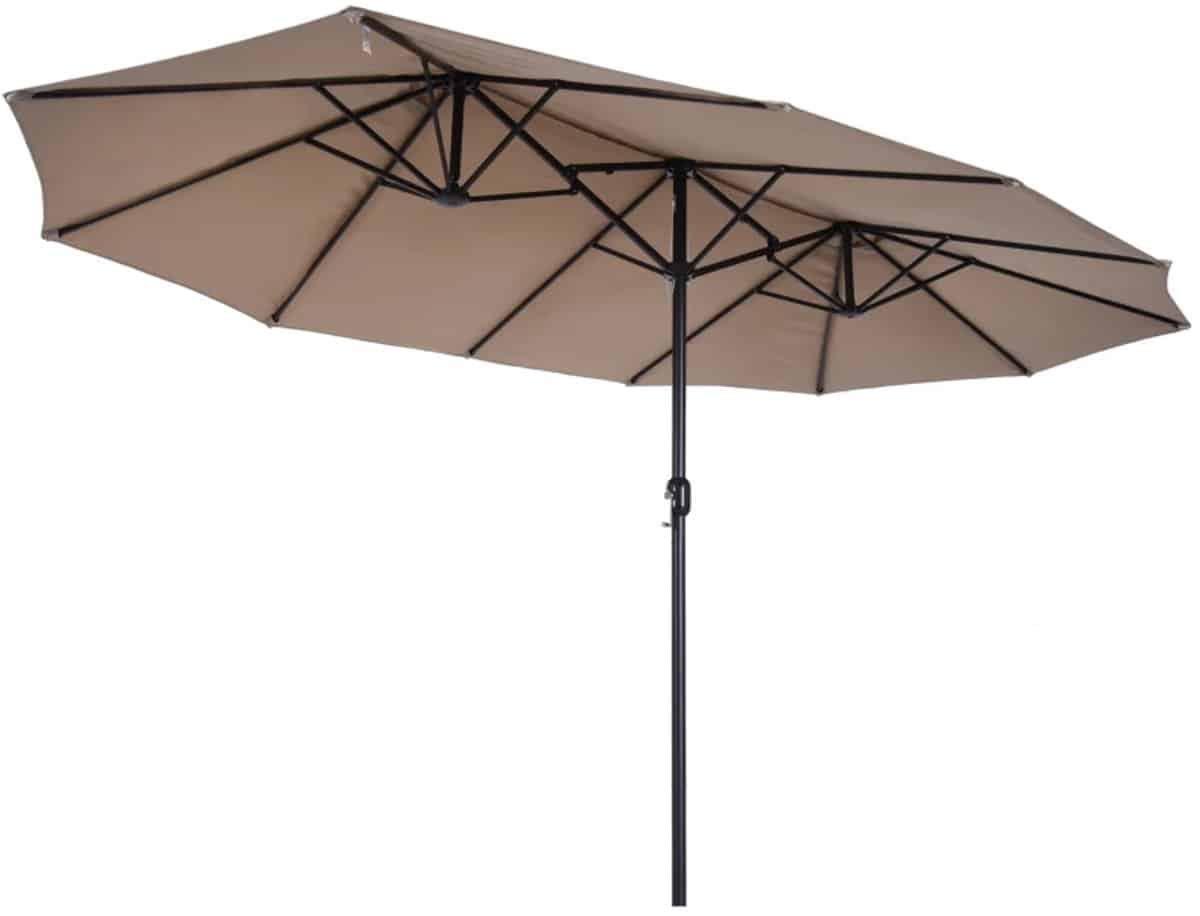 premium dubbele parasol ovale tuinparasol met handslinger stokparasol