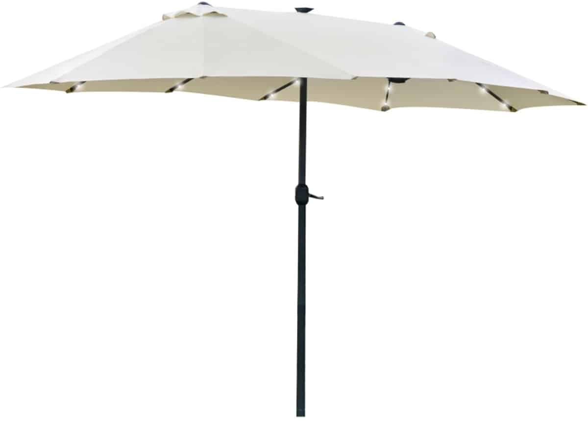 premium dubbele parasol ovale tuinparasol met led’s stokparasol