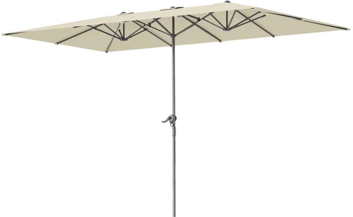 premium dubbele parasol tuinparasol met draaisysteem & 12 metalen
