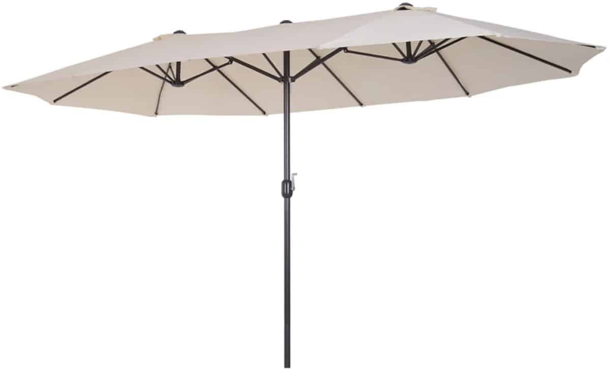 premium dubbele parasol tuinparasol met handslinger stokparasol