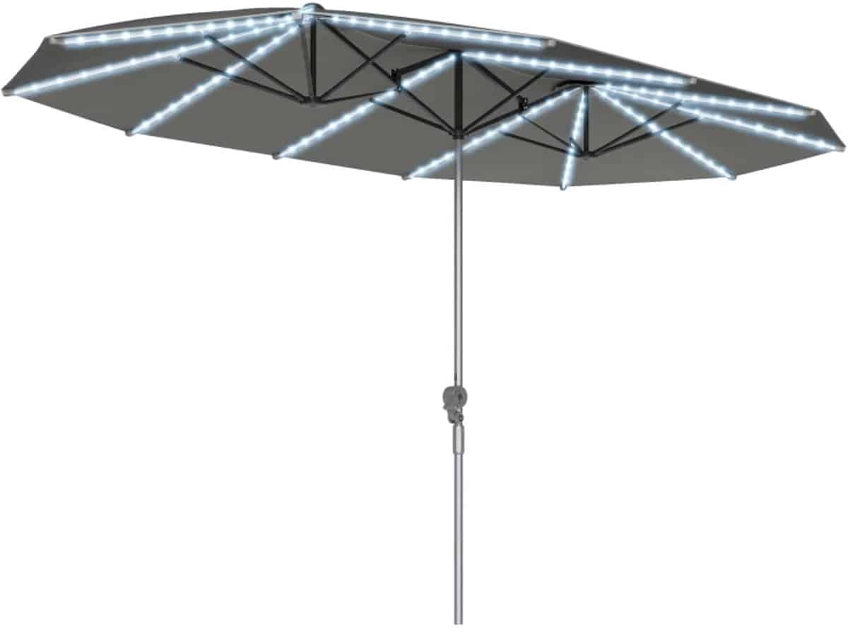 premium dubbele parasol tuinparasol met solarverlichting stokparasol