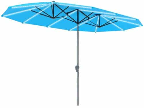Premium Dubbele Parasol - Tuinparasol met Solarverlichting - Stokparasol