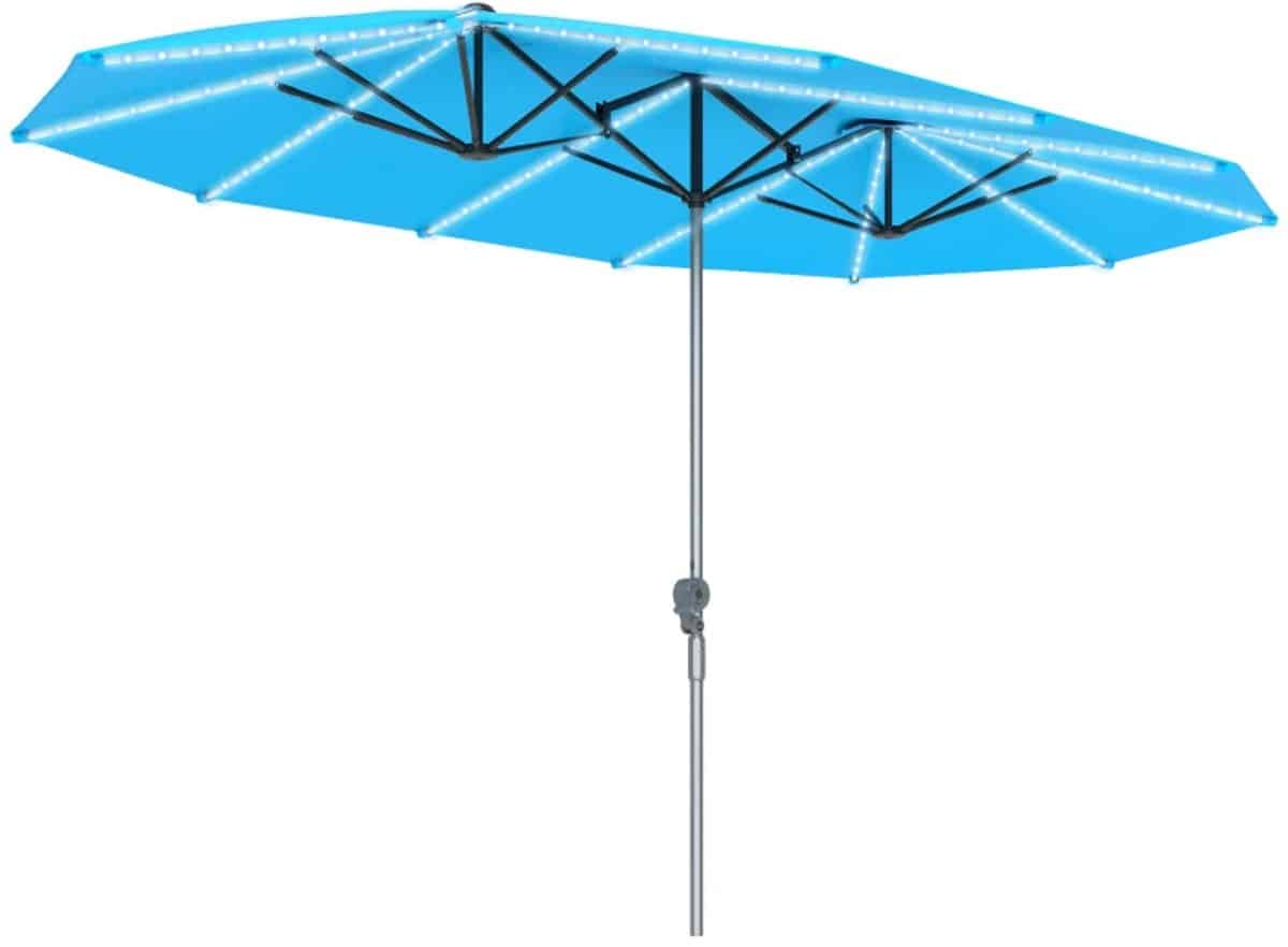 premium dubbele parasol tuinparasol met solarverlichting stokparasol