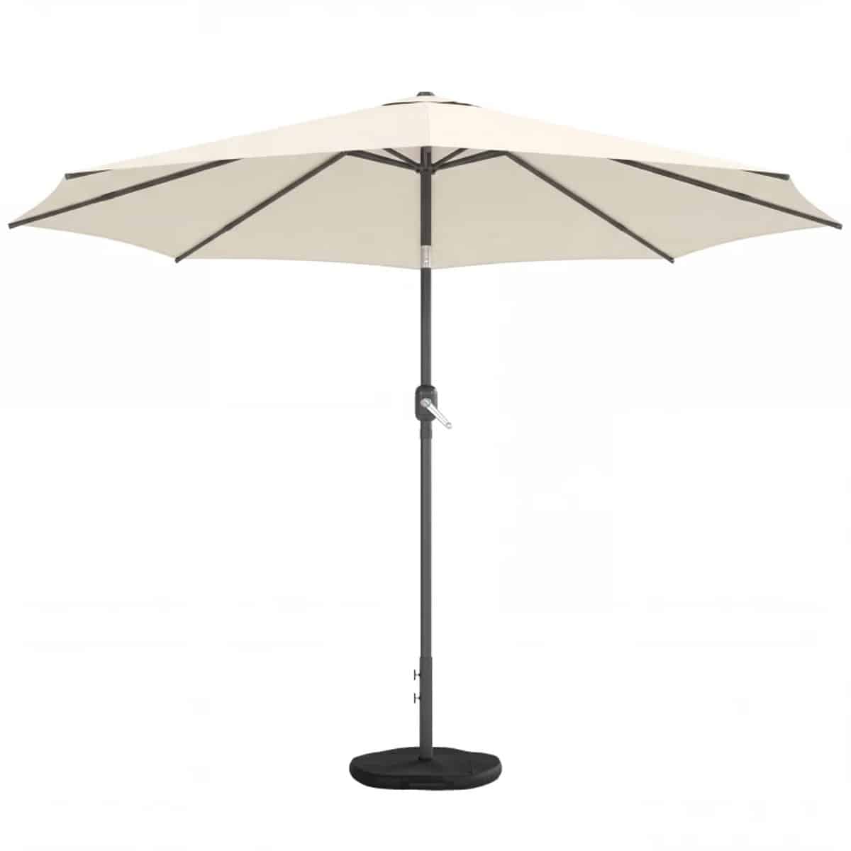 premium parasol intrekbare tuinparasol met draaihendel, zandzak & kruisvoet