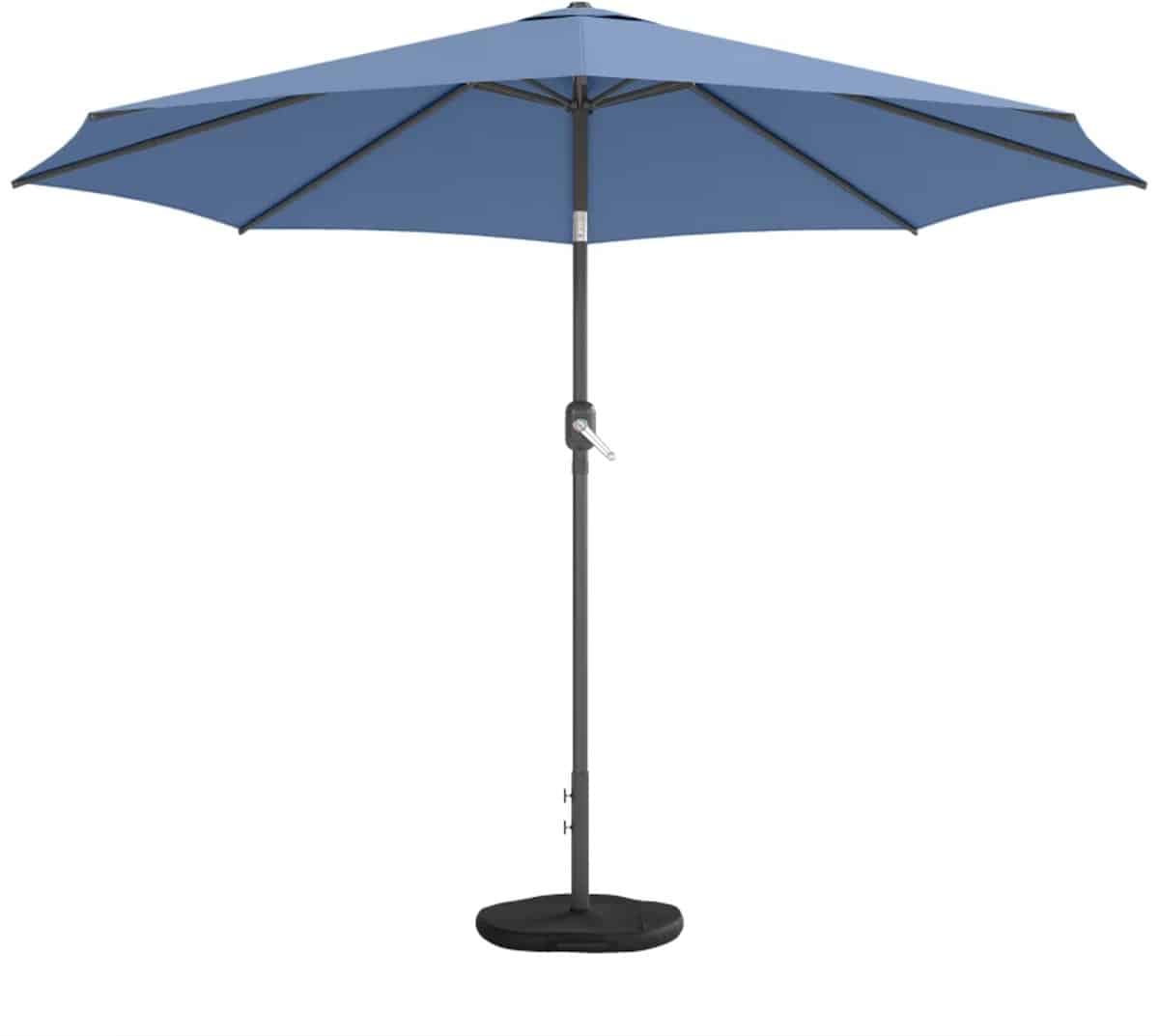 premium parasol intrekbare tuinparasol met draaihendel, zandzak & kruisvoet