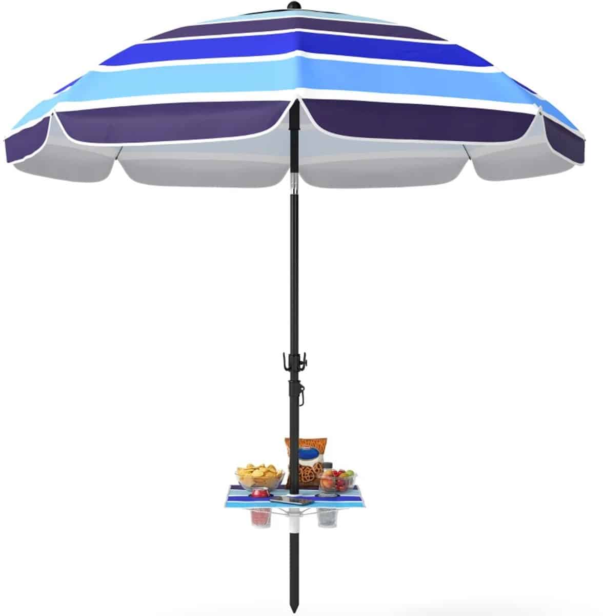 premium parasol tuinparasol met inklapbaar tafeltje & bekerhouder