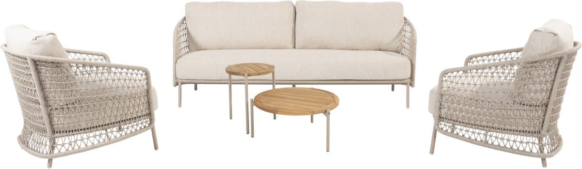 puccini stoel bank loungeset 5 delig teak latte 4 seasons