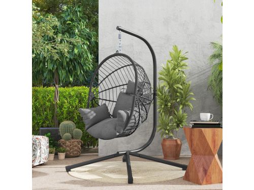 Pugsdrly Outdoor hangstoel, incl. kussens, Egg-Chair, 120 cm x 106