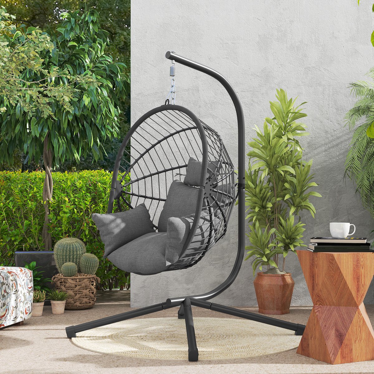 pugsdrly outdoor hangstoel, incl. kussens, egg chair, 120 cm x 106