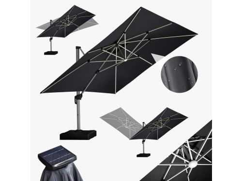 PURPLE LEAF Vierkant Parasol - 360° Draaibaar - Ingebouwde LED