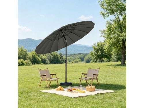 Re-purelife® Terrasparasol Ø257 cm donkergrijs - kantelbaar met slinger