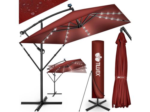 Rechthoekige Zweefparasol Aluminium 330 cm met Standaard - 360° Draaibaar