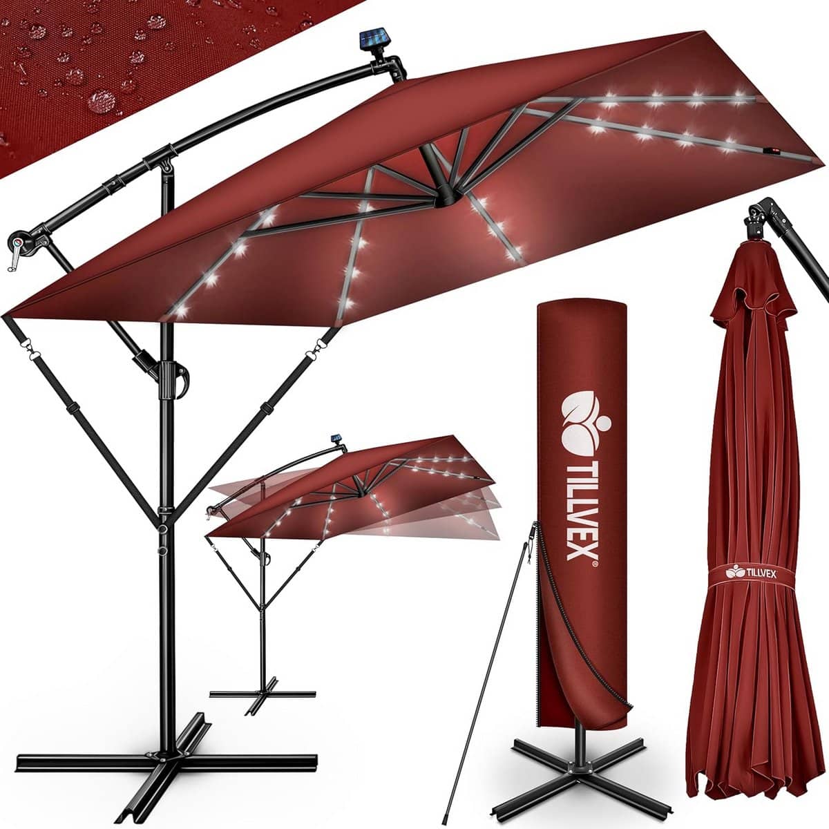 rechthoekige zweefparasol aluminium 330 cm met standaard 360° draaibaar