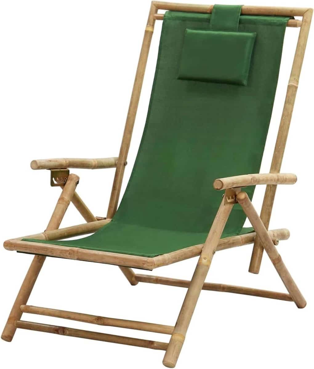 relaxstoel bamboe tuinstoel lounger buiten ontspannen verstelbare