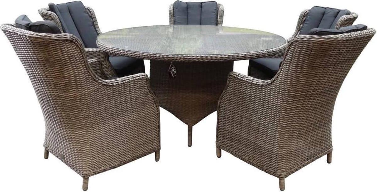 riccione darwin dining tuinset 150 cm rond 6 delig grijs
