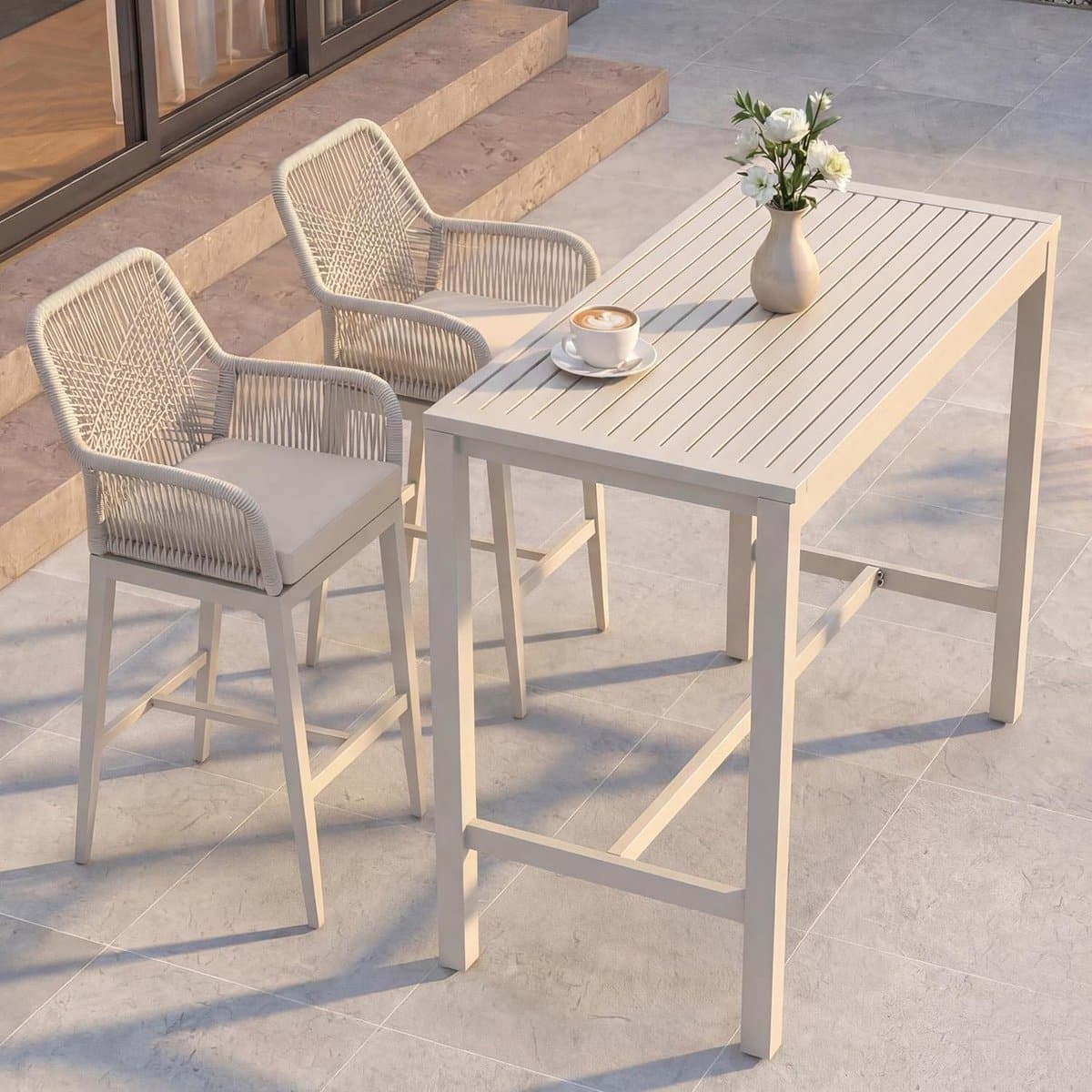 riviera rope luxe 3 delige outdoor barset met 2 barkrukken