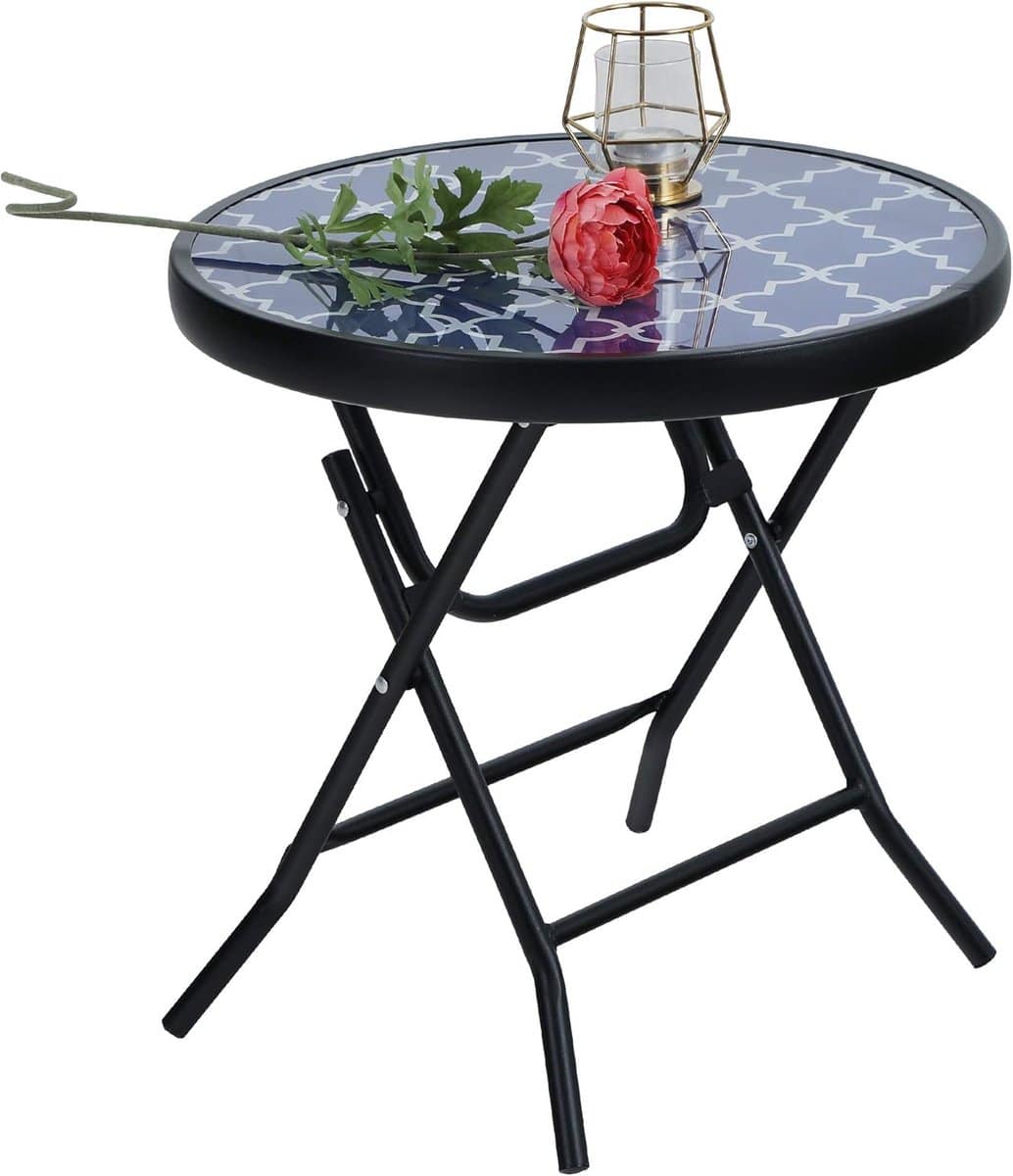 ronde bijzettafel klaptafel tuin buitenmeubilair inklapbaar en