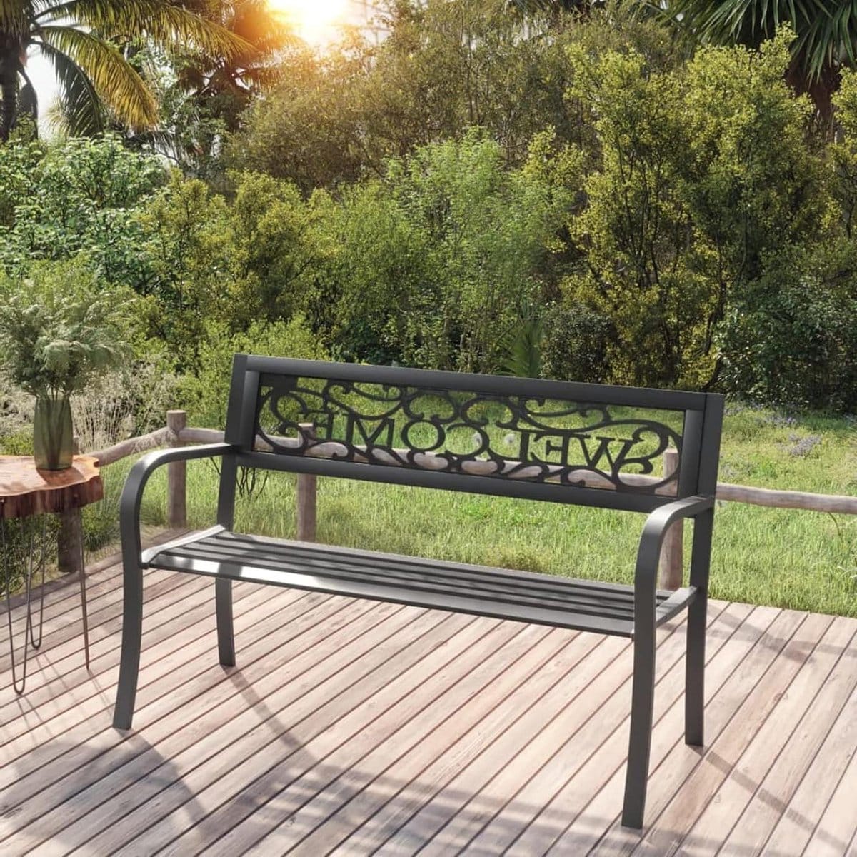 ronde tuinbank parkbank buiten genieten van buiten