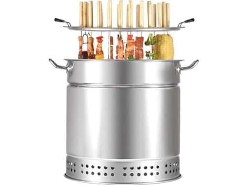 Rookloze houtskoolroker vat grill verticale barbecue opknoping fornuis roestvrij staal