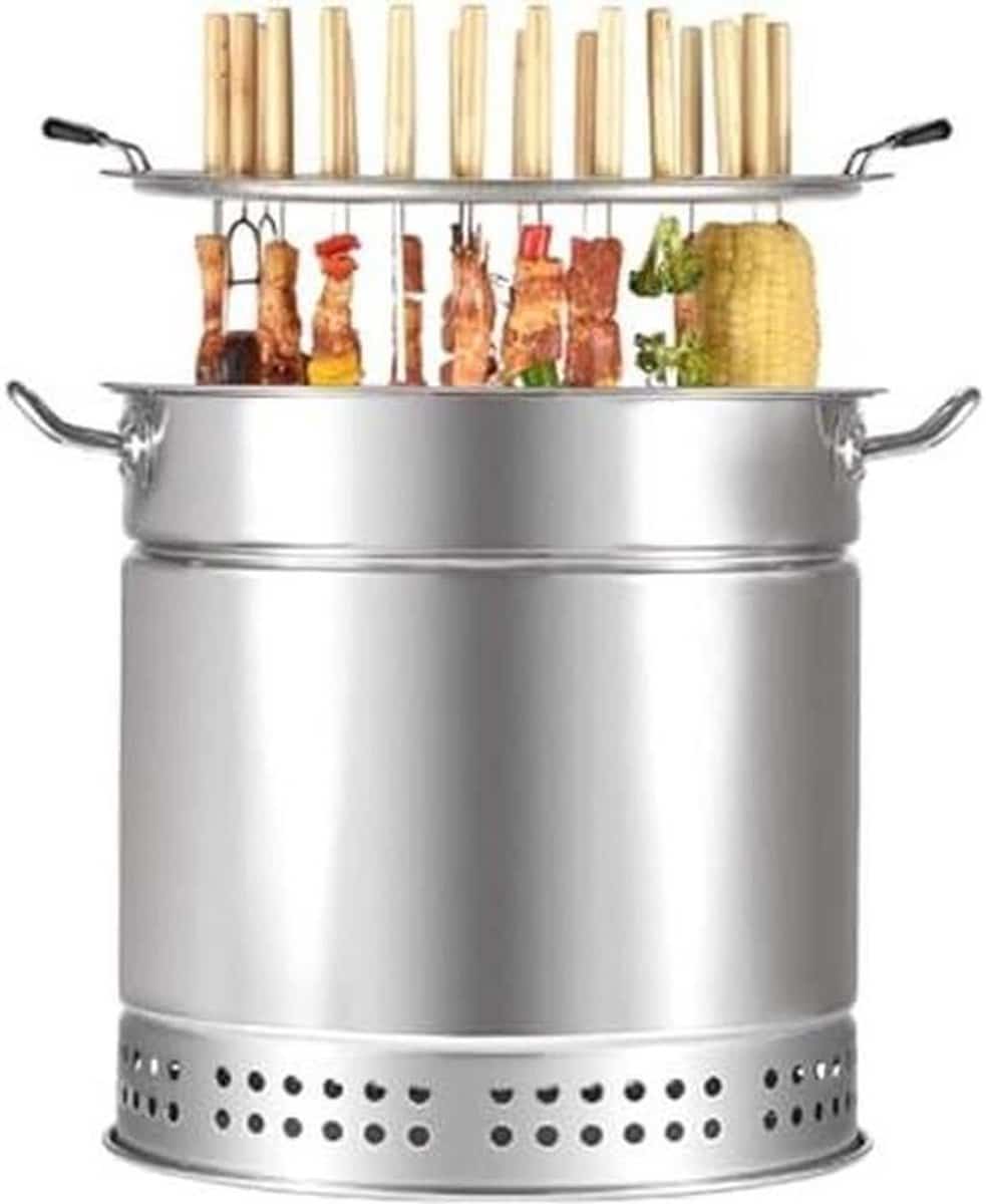 rookloze houtskoolroker vat grill verticale barbecue opknoping fornuis roestvrij staal