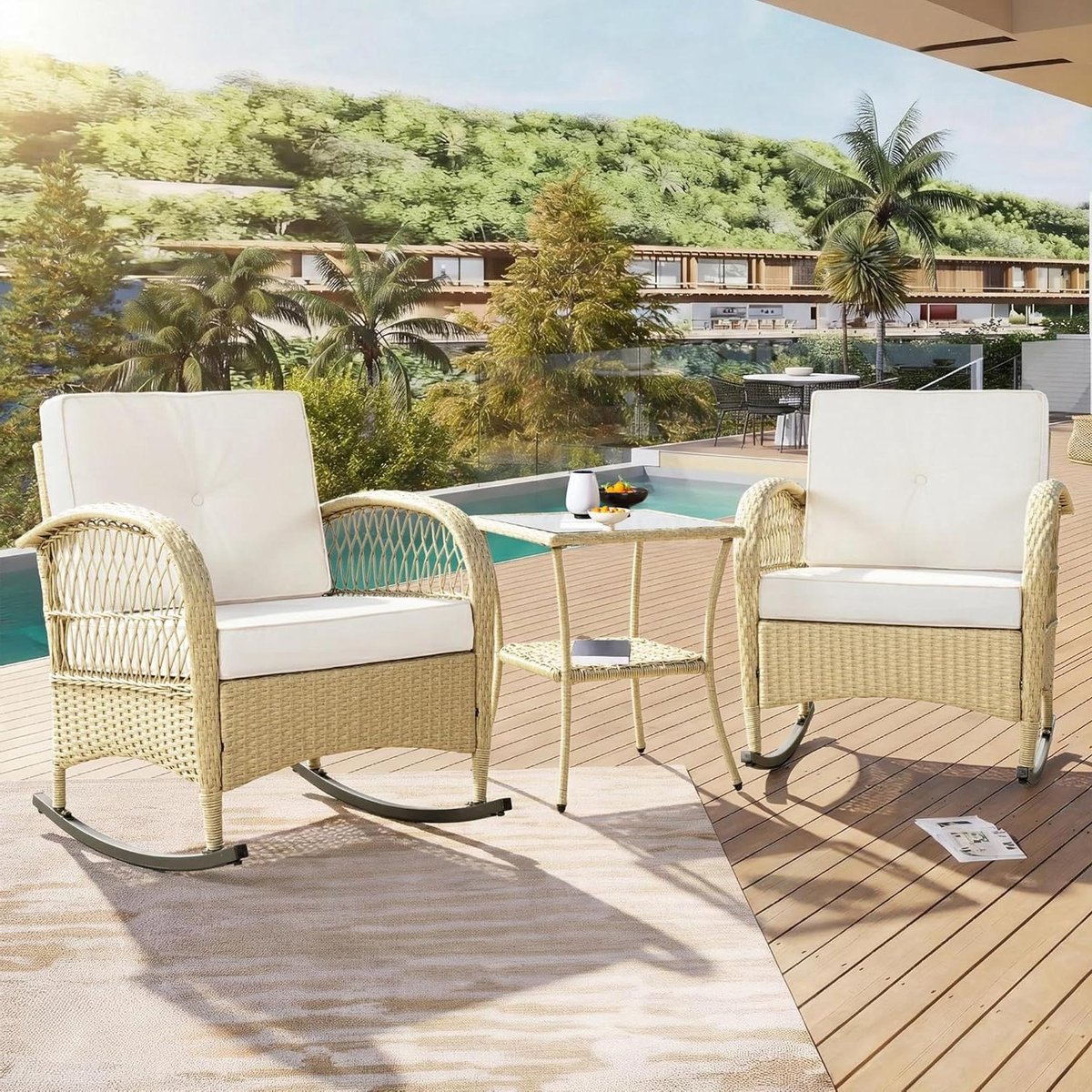 rotan balkonset balkonmeubels buiten ontspannen comfortabele schommelstoelen