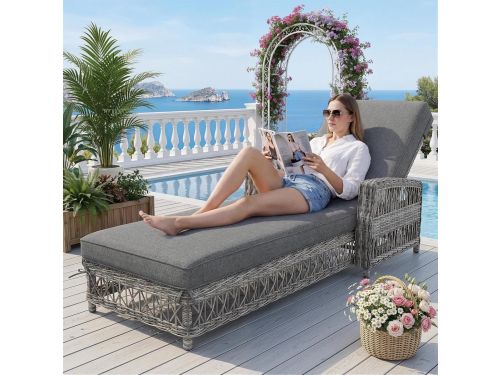 Rotan Ligstoel - Tuinstoel Lounger - Buiten Ontspannen - 4-voudig