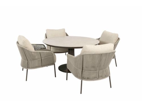 Sarah Ø130 cm met 4x Florence low dining terre