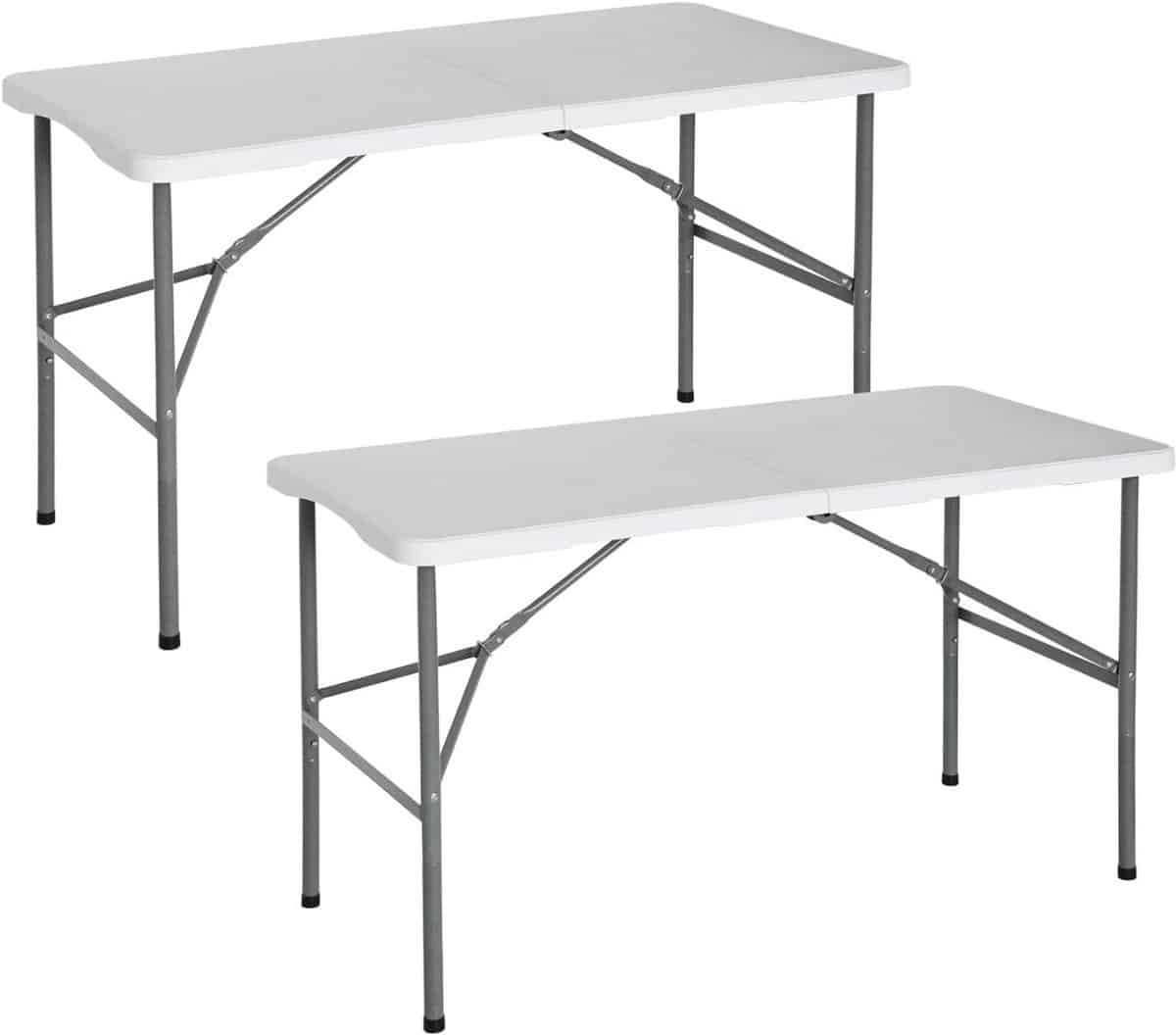 set van 2 draagbare klaptafels 122 cm wit