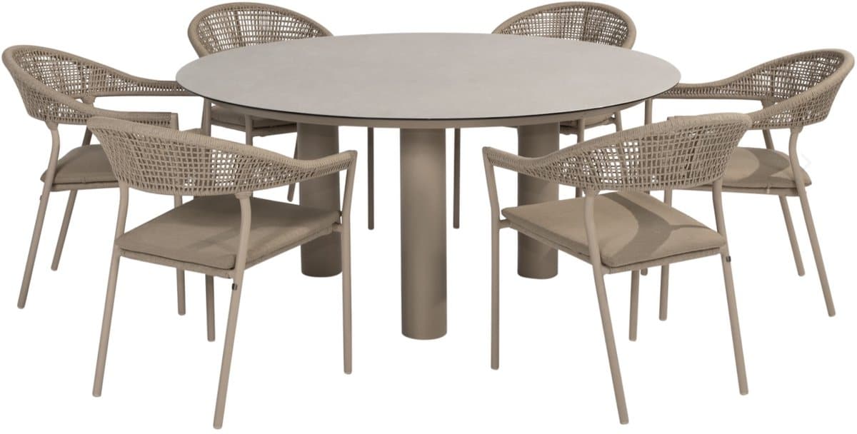 sienna donato dining tuinset 160xh75 cm 7 delig keramiek latte
