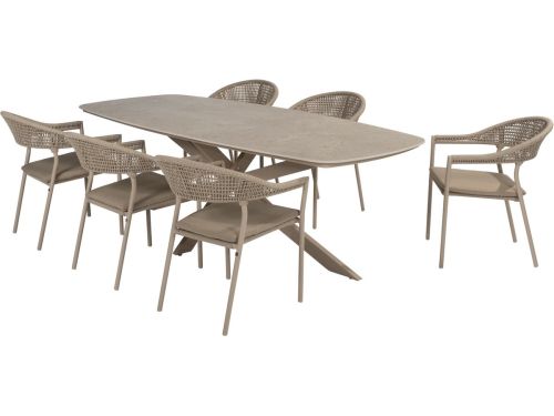 Sienna Prado dining tuinset 240x105xH75 cm 7 delig latte met
