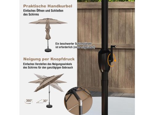 Sonnenschirm met LED Verlichting Depauwonen 200x211 cm - Kippbare Parasol